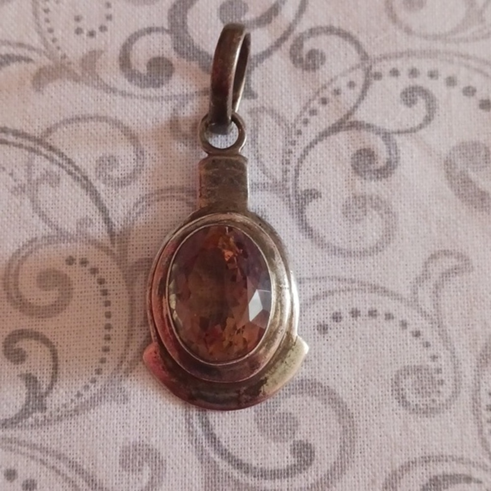 Multi Faceted Topaz 925 Silver Pendant
